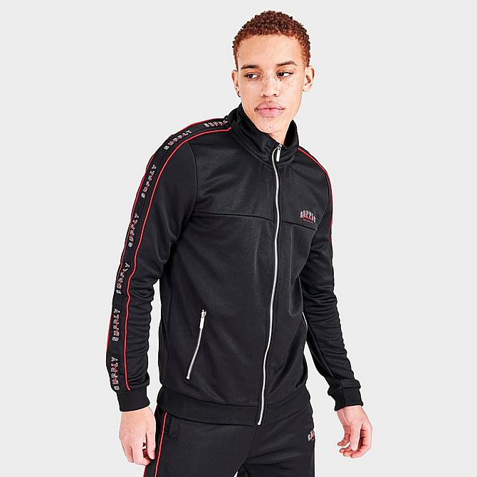 Back Left view of Men's Supply & Demand Stadium Track Top in Black Click to zoom