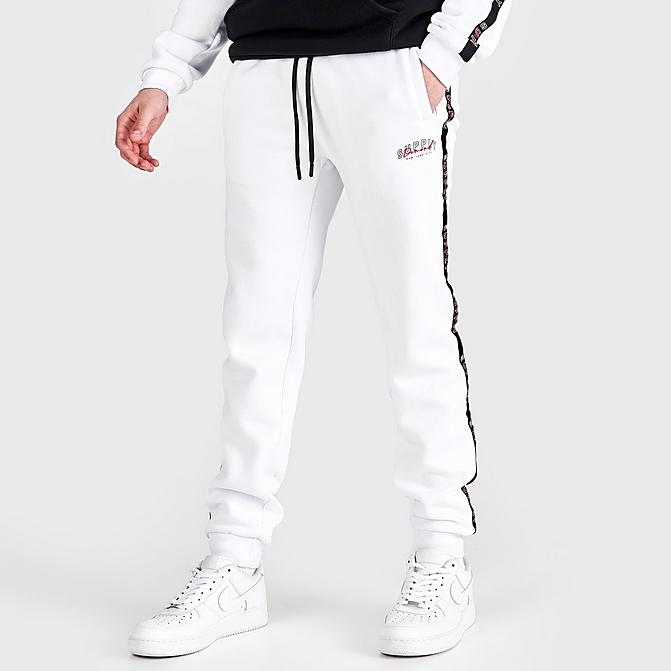 Front view of Men's Supply & Demand Field Jogger Pants in White/Black Click to zoom
