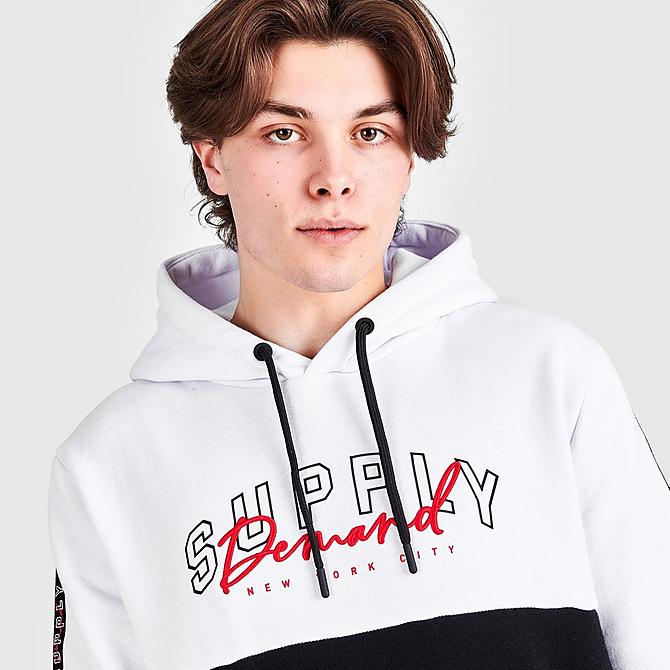 On Model 5 view of Men's Supply & Demand Field Pullover Hoodie in White/Black Click to zoom
