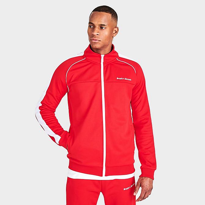 Front view of Men's Supply & Demand Retro Pipe Track Top in Red/White Click to zoom