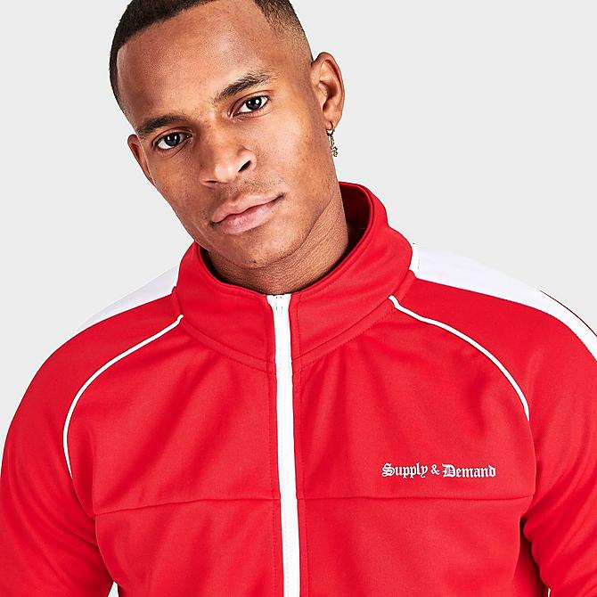 On Model 5 view of Men's Supply & Demand Retro Pipe Track Top in Red/White Click to zoom