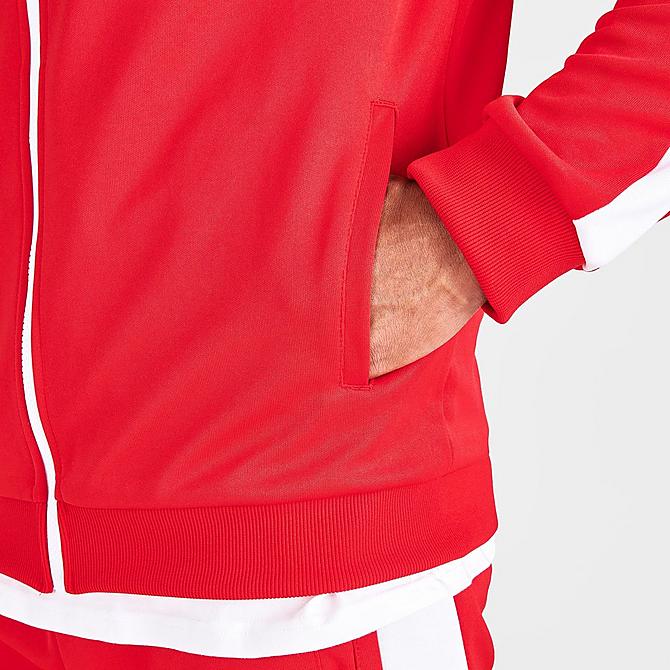 On Model 6 view of Men's Supply & Demand Retro Pipe Track Top in Red/White Click to zoom