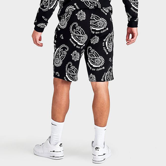 Back Right view of Men's Supply & Demand Paisley Spray Shorts in Black/White Click to zoom