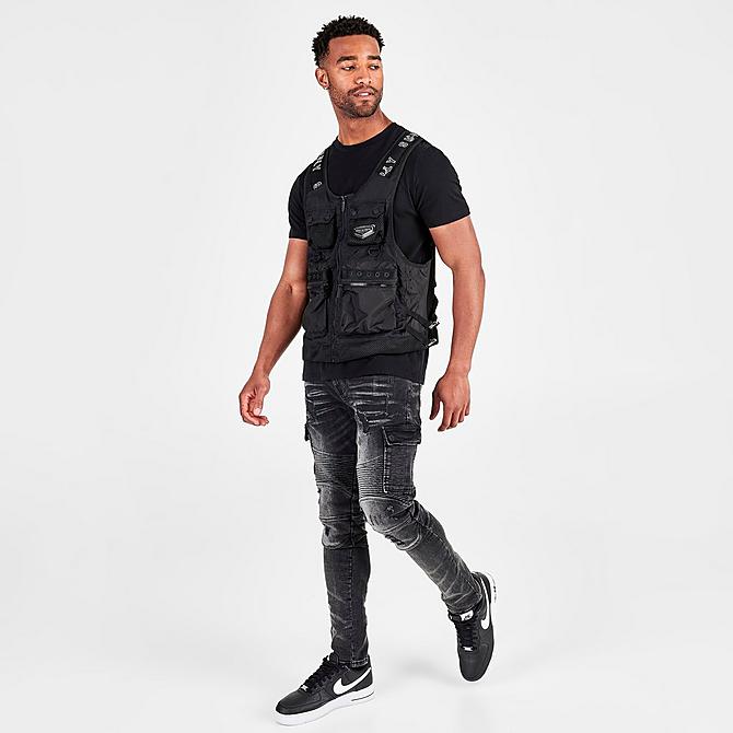 Front Three Quarter view of Men's Supply & Demand Acid Cargo Tactical Vest in Black Click to zoom