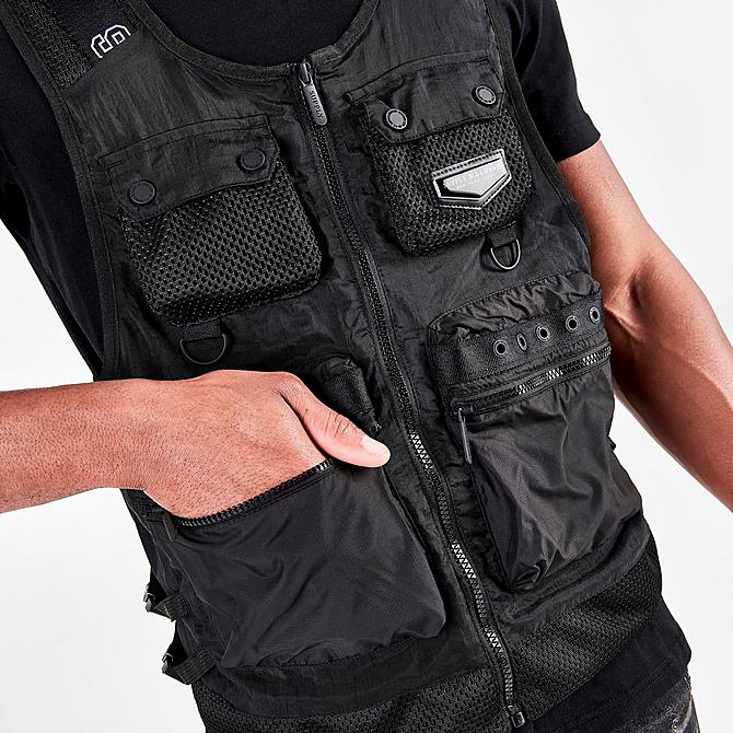 On Model 5 view of Men's Supply & Demand Acid Cargo Tactical Vest in Black Click to zoom