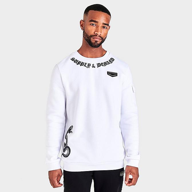 Front view of Men's Supply & Demand Venom Graphic Print Crewneck Sweatshirt in White Click to zoom