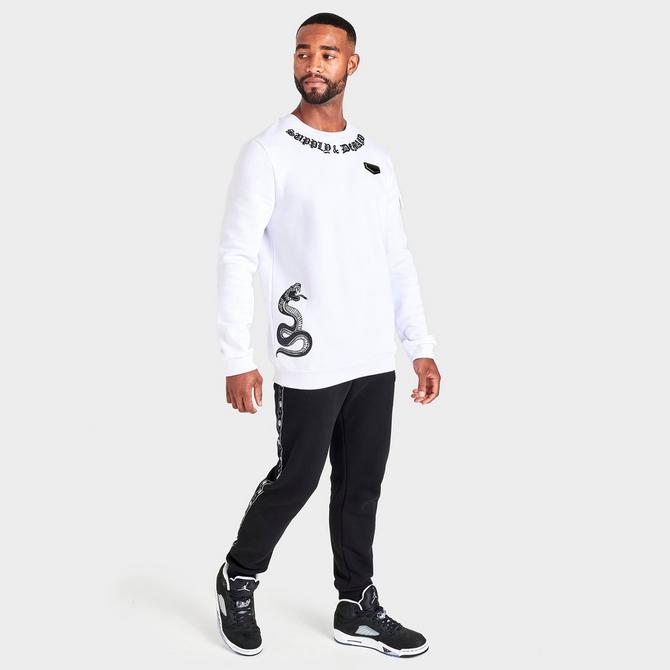 Front Three Quarter view of Men's Supply & Demand Venom Graphic Print Crewneck Sweatshirt in White Click to zoom