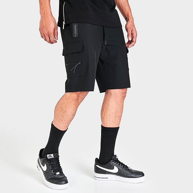 Back Left view of Men's Supply & Demand Rumble Cargo Shorts in Black Click to zoom