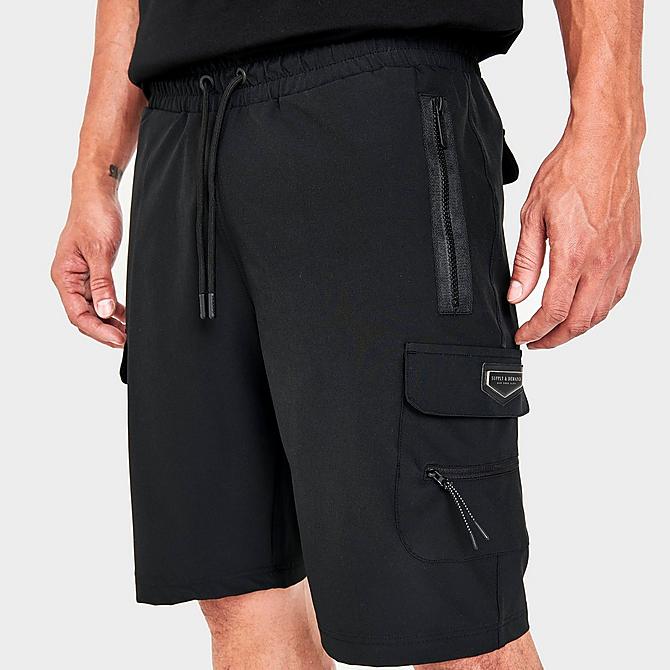 On Model 5 view of Men's Supply & Demand Rumble Cargo Shorts in Black Click to zoom