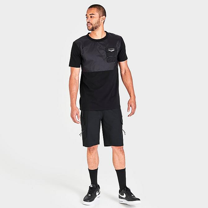 Front Three Quarter view of Men's Supply & Demand Rumble Cargo T-Shirt in Black/Black Click to zoom