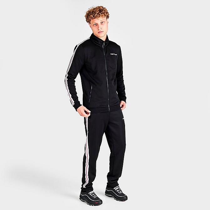 Front Three Quarter view of Men's Supply & Demand Purge Track Jacket in Black Click to zoom