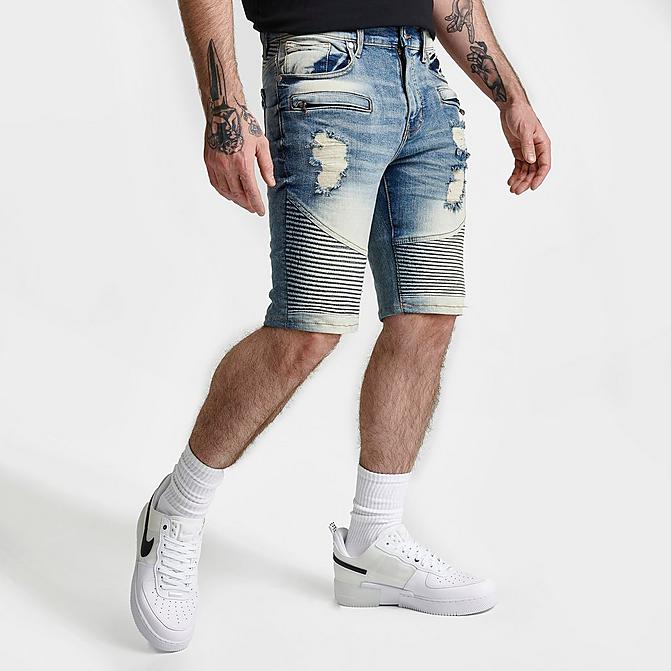 Front view of Men's Supply & Demand Chaos Jean Shorts in Light Wash Click to zoom