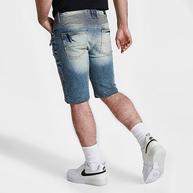 Back Right view of Men's Supply & Demand Chaos Jean Shorts in Light Wash Click to zoom