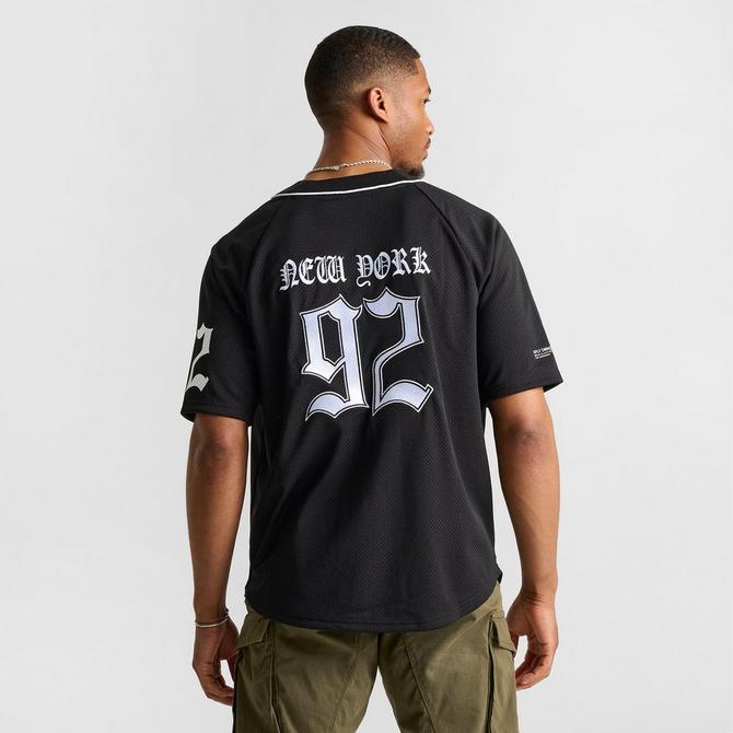 [angle] view of Men's Supply & Demand Pitcher Baseball Jersey in Black Click to zoom