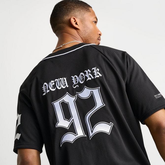 [angle] view of Men's Supply & Demand Pitcher Baseball Jersey in Black Click to zoom