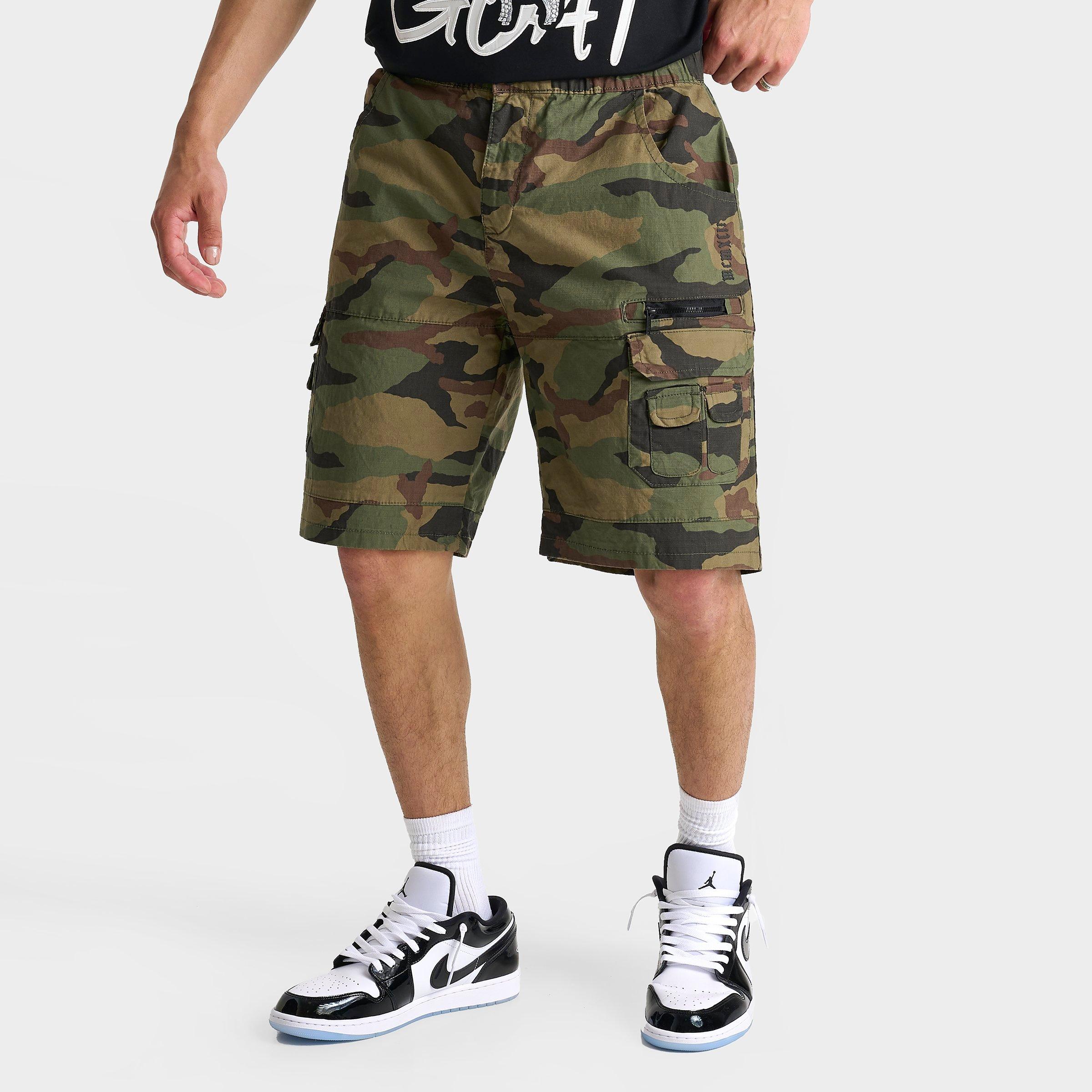 【ANGLAN】Banding Cargo Sweat Shorts Men's Nylon cargo shorts with abstract print | Pink | Diesel