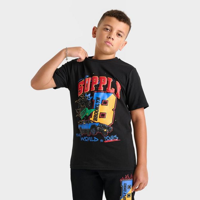 [angle] view of Kids' Supply & Demand Reggie T-Shirt in Black Click to zoom