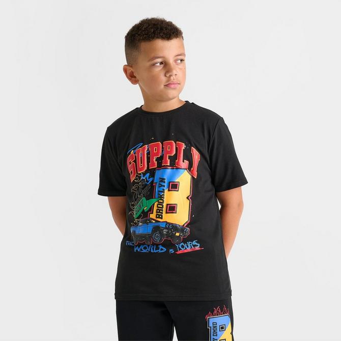 [angle] view of Kids' Supply & Demand Reggie T-Shirt in Black Click to zoom
