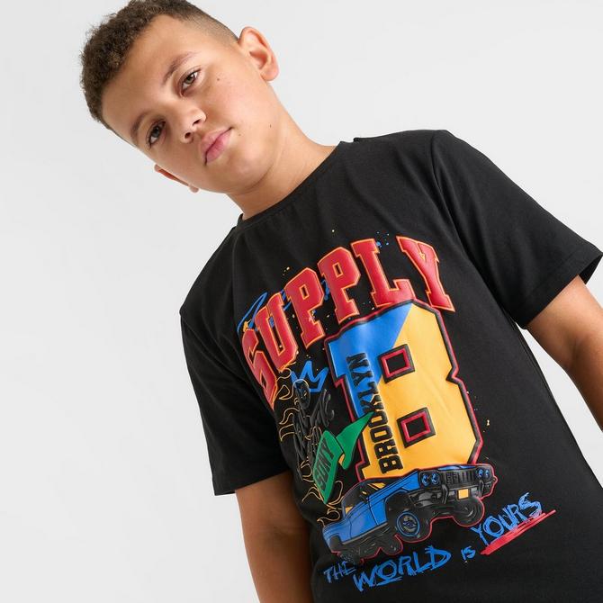 [angle] view of Kids' Supply & Demand Reggie T-Shirt in Black Click to zoom
