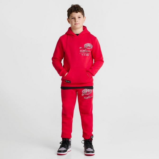 [angle] view of Kids' Supply & Demand Targon Back Hit Pullover Hoodie in Red Click to zoom