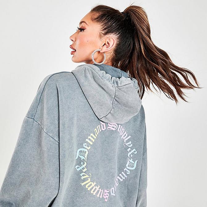 Front view of Women's Supply & Demand Ombre Graphic Hoodie in Light Grey Click to zoom