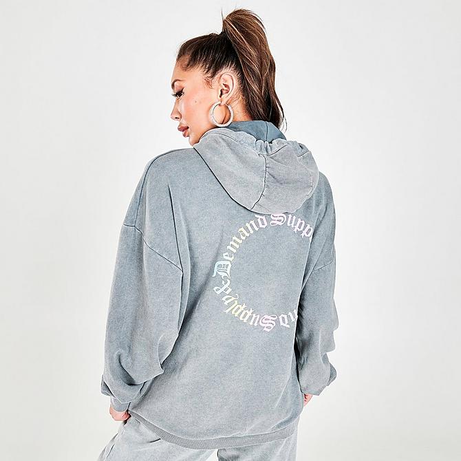 Back Right view of Women's Supply & Demand Ombre Graphic Hoodie in Light Grey Click to zoom