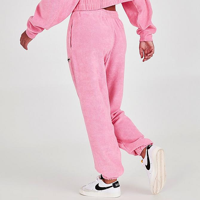 Back Right view of Women's Supply & Demand Towelling Jogger Sweatpants in Mid Pink Click to zoom