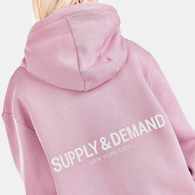 On Model 6 view of Women's Supply & Demand NYC Logo Full-Zip Hoodie in Mauve Click to zoom