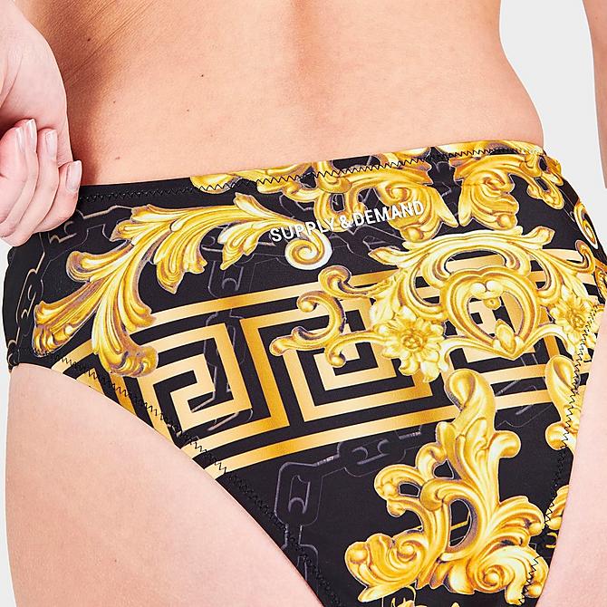 On Model 6 view of Women's Supply & Demand Regal Bikini Bottoms in Black/Gold Click to zoom