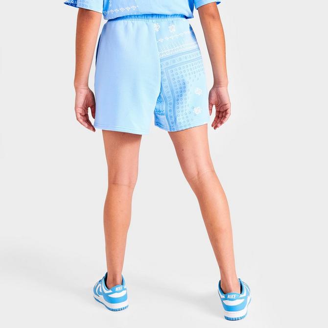 Back Right view of Women's Supply & Demand Paisley Patch Shorts in Light Blue Click to zoom