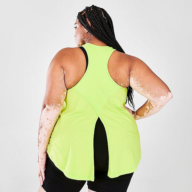 Back Right view of Women's Fila Sassy Singlet Racerback Tank (Plus Size) in Acid Lime Click to zoom