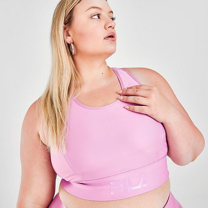 On Model 5 view of Women's Fila Uplifting Sports Bra (Plus Size) in Orchid Click to zoom