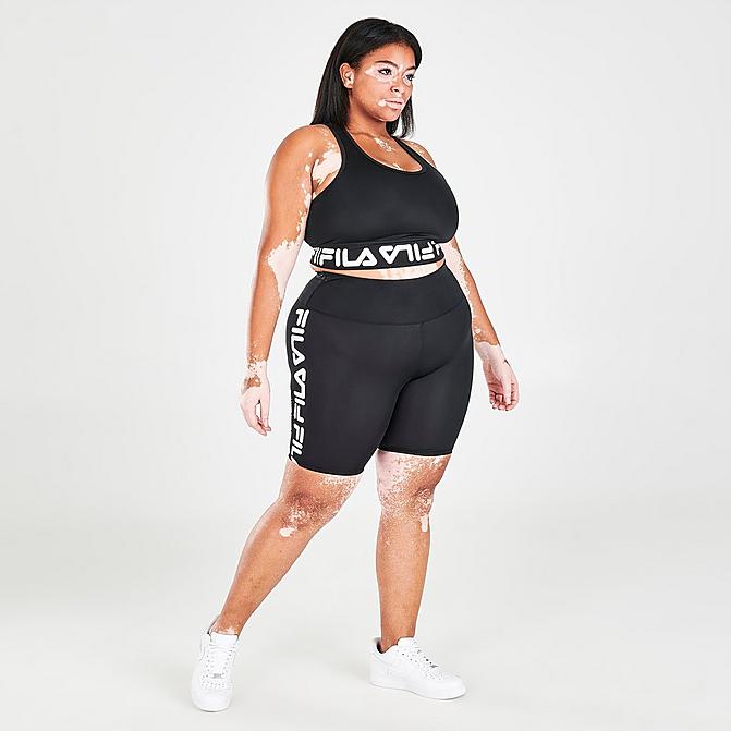 Front view of Women's Fila Queen Bee Bike Shorts (Plus Size) in Black Click to zoom