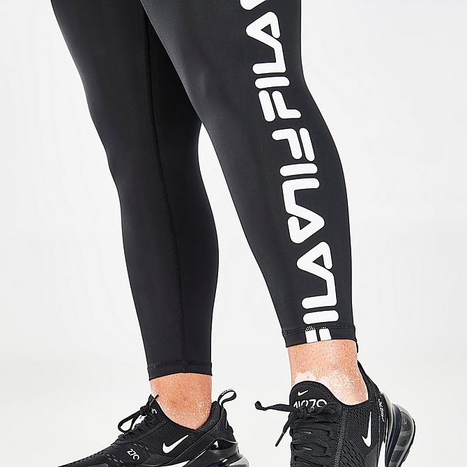 On Model 6 view of Women's Fila Your Pace Or Mine Cropped Running Tights (Plus Size) in Black Click to zoom