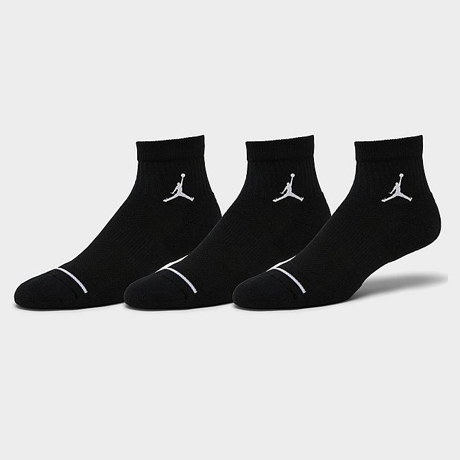 Front view of Jordan Everyday Max 3-Pack Ankle Socks in Black/Black/Black Click to zoom