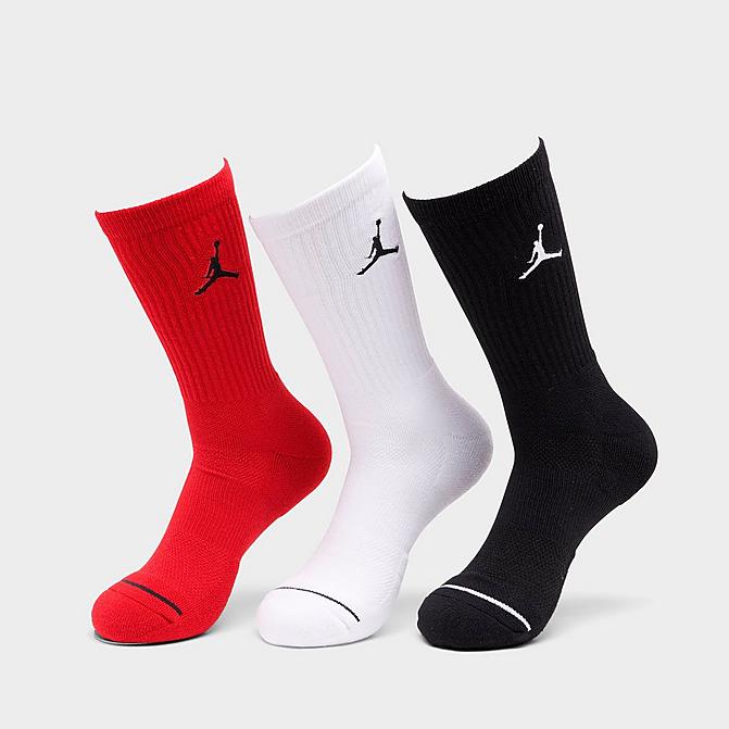 Front view of Jordan Jumpman 3-Pack Crew Socks in Black/White/Gym Red Click to zoom