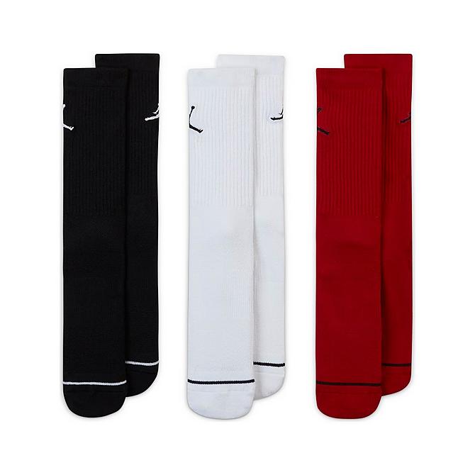 Alternate view of Jordan Jumpman 3-Pack Crew Socks in Black/White/Gym Red Click to zoom