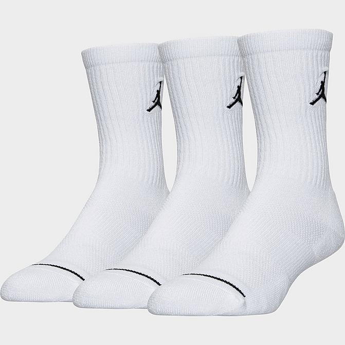 Front view of Jordan Jumpman 3-Pack Crew Socks in White/White/White Click to zoom