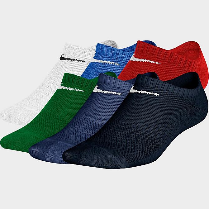 Front view of Kids' Nike Everyday No-Show Socks (6-Pack) in Multi-Color Click to zoom