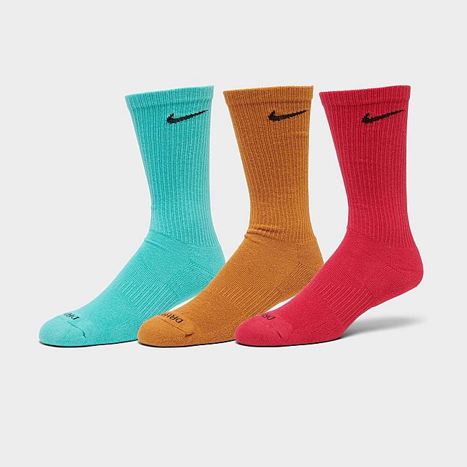 Front view of Nike Everyday Plus Cushioned Training Crew Socks (3-Pack) in Multi-Color Click to zoom