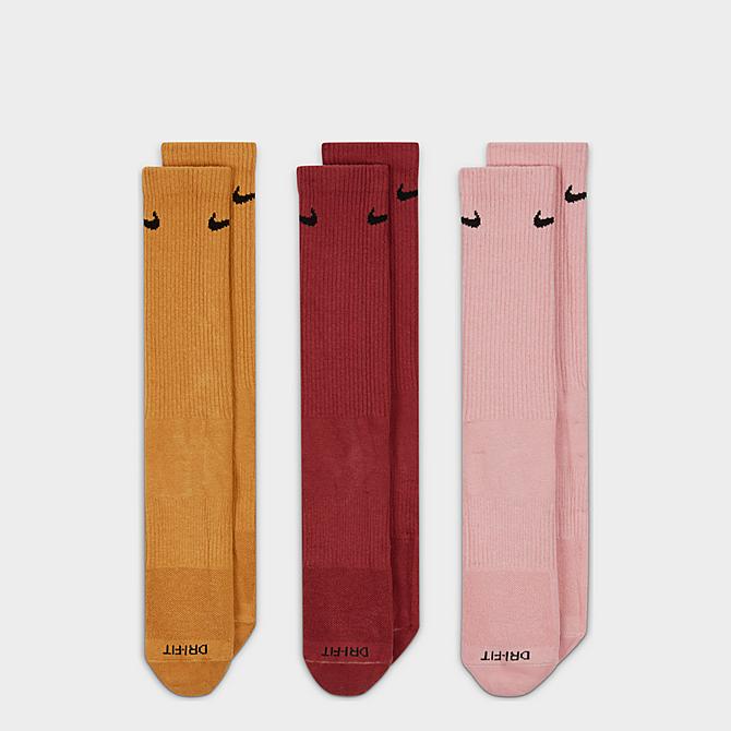 Alternate view of Nike Everyday Plus Lightweight Training Crew Socks (3 Pack) in Pink/Red/Yellow Click to zoom