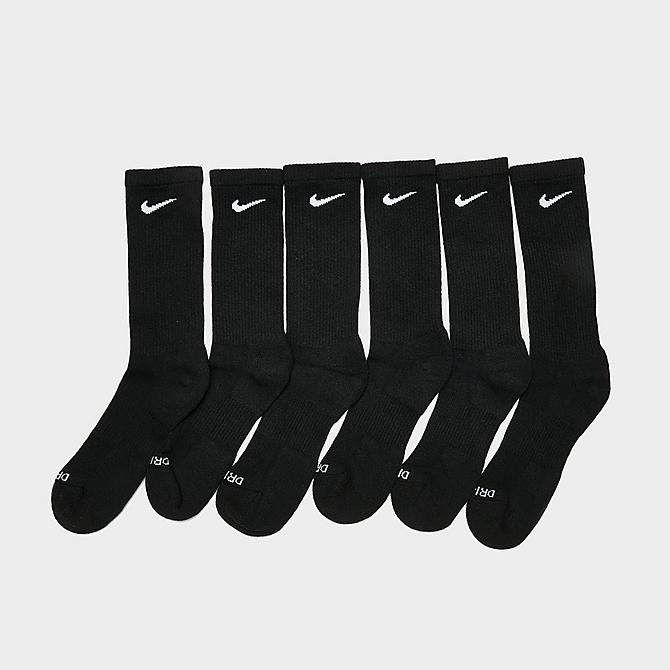 Back view of Nike Everyday Plus Cushioned Crew Training Socks (6-Pack) in Black/White Click to zoom
