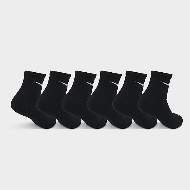 Back view of Nike Everyday Plus Cushioned 6-Pack Quarter Training Socks in Black/White Click to zoom