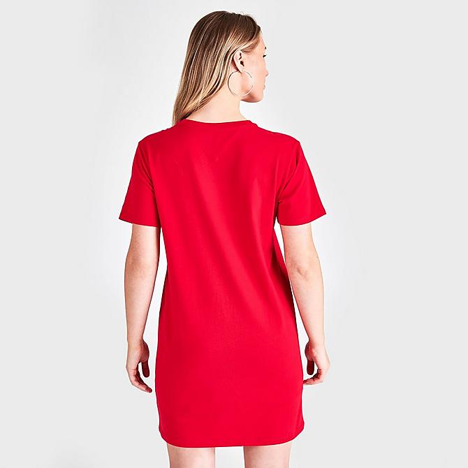 Back Right view of Women's Tommy Hilfiger Flag Short-Sleeve T-Shirt Dress in Scarlet Click to zoom