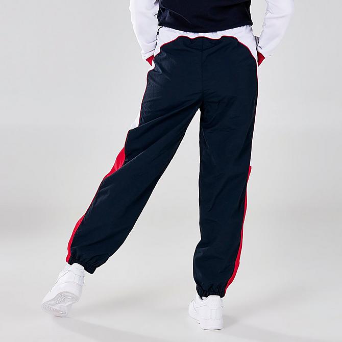 Back Right view of Women's Tommy Hilfiger Colorblock Track Pants in Navy/Red/White Click to zoom