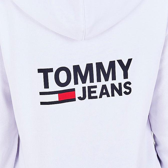 On Model 5 view of Women's Tommy Jeans Logo Full-Zip Hoodie in White Click to zoom