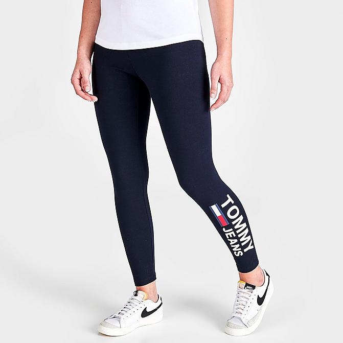 Front view of Women's Tommy Jeans Logo Leggings in Navy Click to zoom