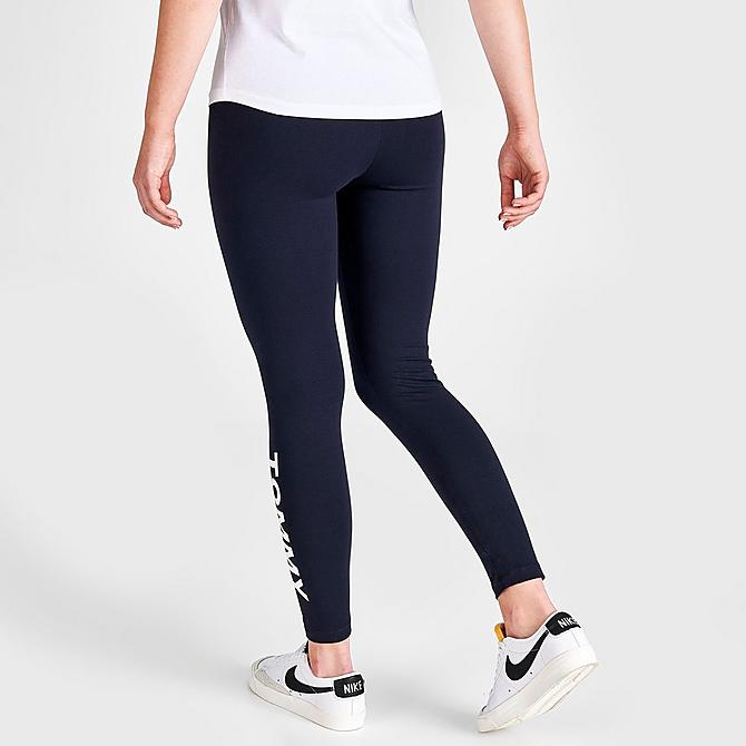 Back Right view of Women's Tommy Jeans Logo Leggings in Navy Click to zoom