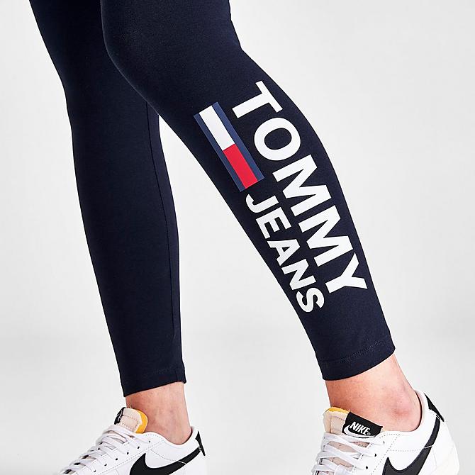 On Model 5 view of Women's Tommy Jeans Logo Leggings in Navy Click to zoom