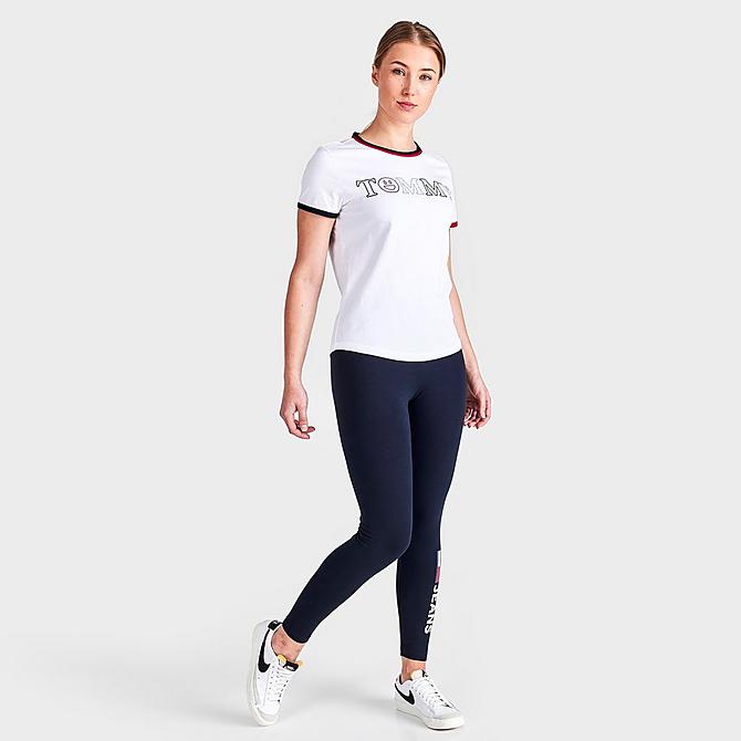 Front Three Quarter view of Women's Tommy Jeans Smiley T-Shirt in White Click to zoom